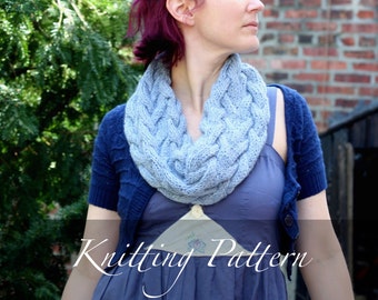 Knitting Pattern: Doubled Up Cowl ~ Bulky Cabled Neck Warmer Winter Circle Infinity Scarf Statement Necklace Women Fashion Thick Chunky