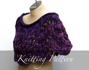 Knitting Pattern - The Cloud Caplet - Caplet Pattern - Winter Cape - Infinity Shawl - Shawl Pattern - Lace Caplet - Wedding Shawl - Bohemian