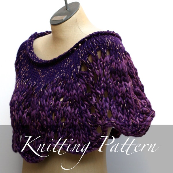 Knitting Pattern - The Cloud Caplet - Caplet Pattern - Winter Cape - Infinity Shawl - Shawl Pattern - Lace Caplet - Wedding Shawl - Bohemian