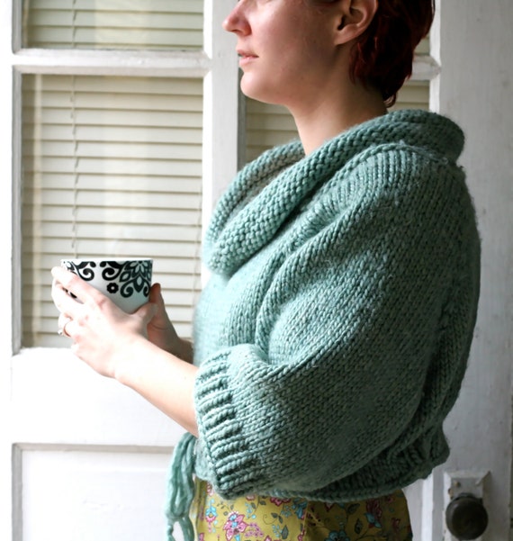 Knitting Pattern The Cozy Cropped Pullover Boatneck Sweater Bulky Sweater Pattern Cropped Sweater Pullover Pattern Amy Laroux
