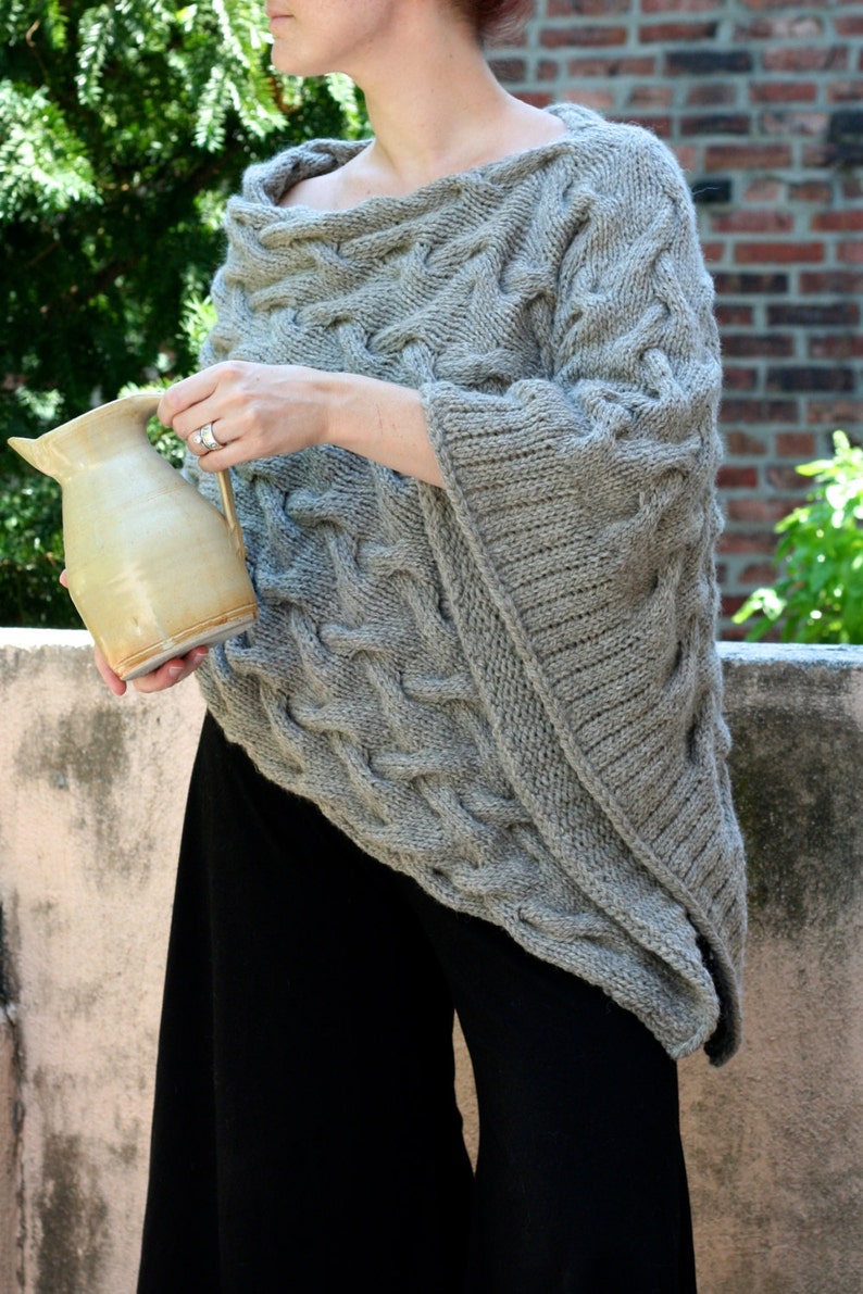 Knitting Pattern The Ceres Poncho Hand Knit Aran Bulky Etsy