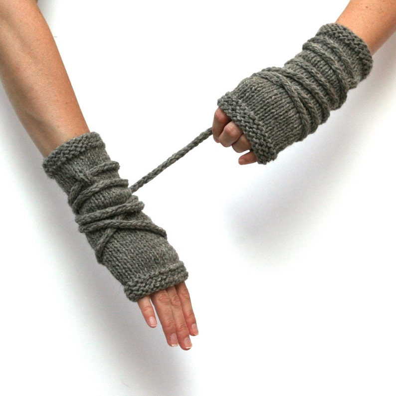 Knitting Pattern Wrap Gauntlets Fingerless Gloves Pattern Knit Gloves Apocalypse Knitting Open Mittens Arm Warmers Pattern image 2