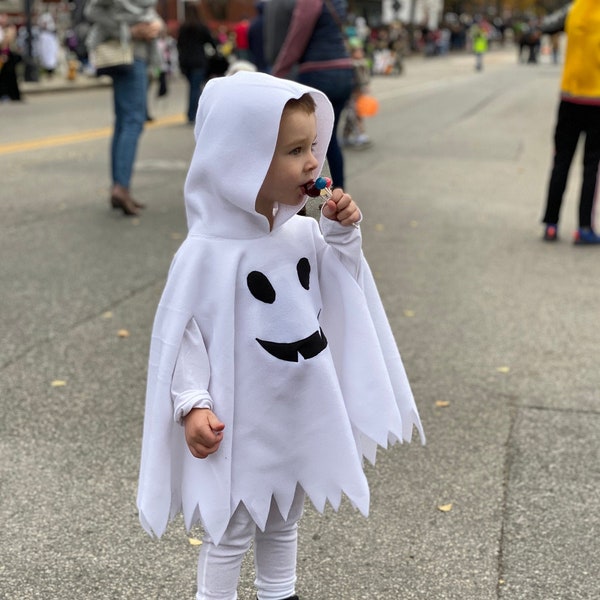 Ghost Hooded Cape Cloak Poncho, Child Toddler Adult Halloween Costume