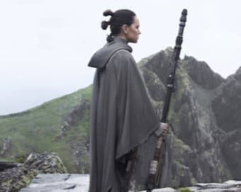 Rey Hooded Cape: Linen-Cotton Jedi Cloak, Star Wars Cosplay