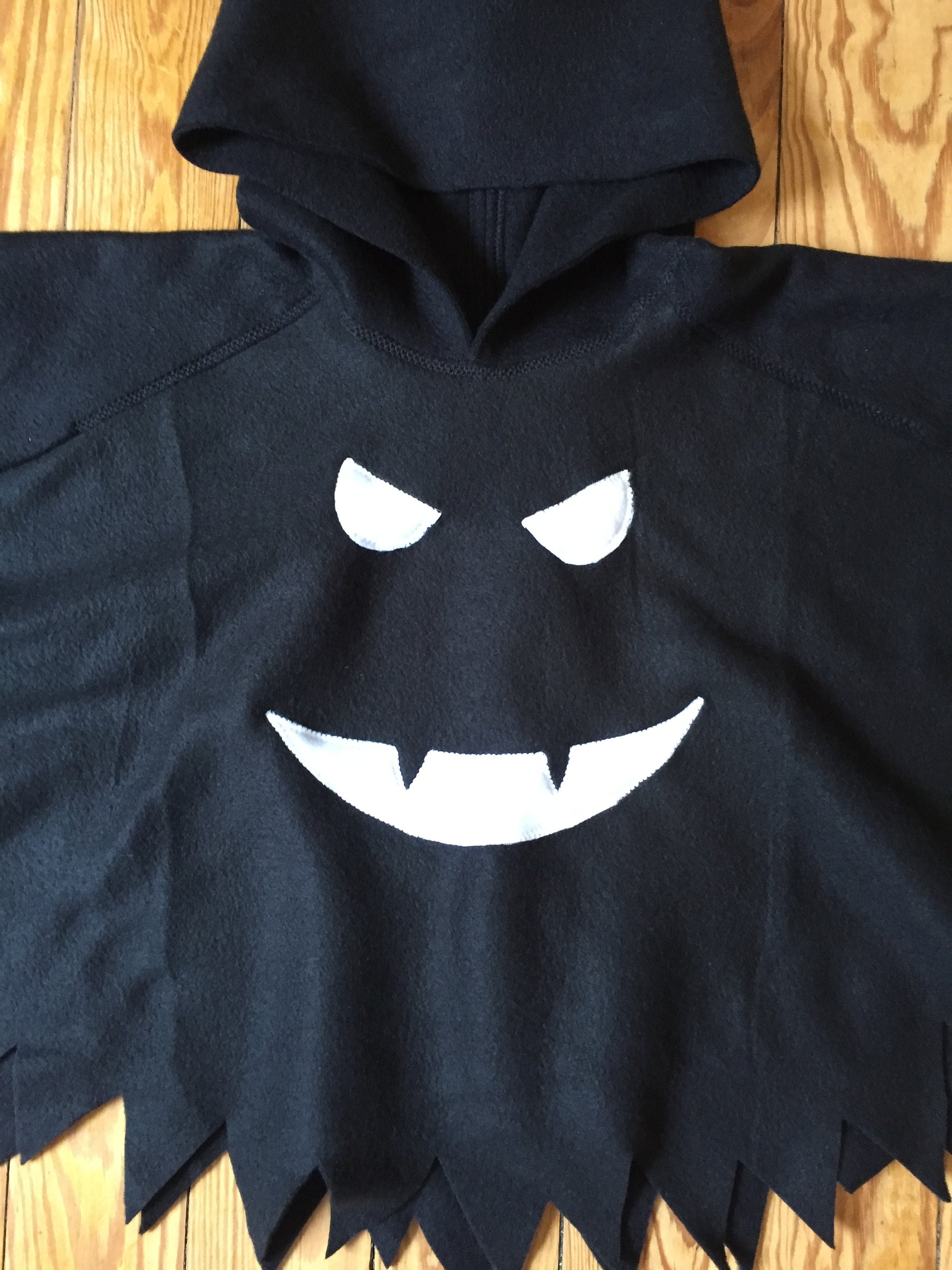Spooky or Friendly Ghost Hooded Cape Cloak Poncho, Halloween Costume, Child Toddler Adult White Black Any Color