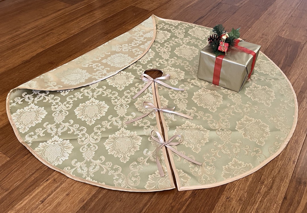 Christmas Tree Skirt Reversible Cotton Jacquard Tree Skirt Etsy