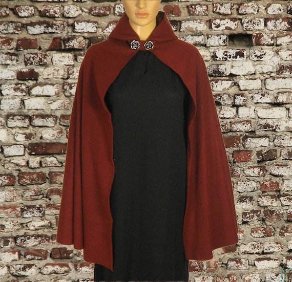 burgundy cape with hood