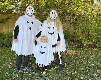 Hooded Cape Cloak Poncho Halloween Ghost Family Costume Set