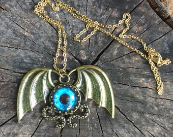 Flying Eyeball Gothic Necklace Pendant