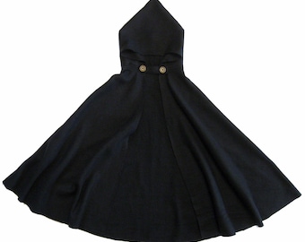 Capa con capucha de vellón negro, capa de disfraz