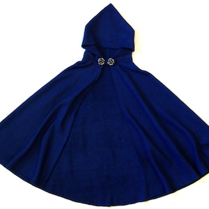 DARK BLUE Handmade Hooded Cape Cloak, Fleece Adult Child Toddler Halloween Costume, Medieval Cosplay Frozen Princess