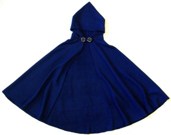 Capa con capucha de polar azul oscuro hecha a mano para adulto o niño: disfraz de cosplay de princesa Frozen