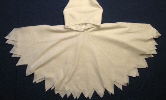 Spooky or Friendly Ghost Hooded Cape Cloak Poncho, Halloween Costume, Child Toddler Adult White Black Any Color