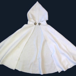 Handmade White Fleece Hooded Cape: Princess, Medieval Costume