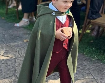 Olive Green Hooded Fleece Cape, Medieval Costume, Cosplay, Adult Child