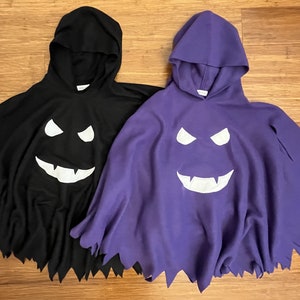 Fleece Ghost Hooded Cape: Halloween Costume Poncho, Child to Adult