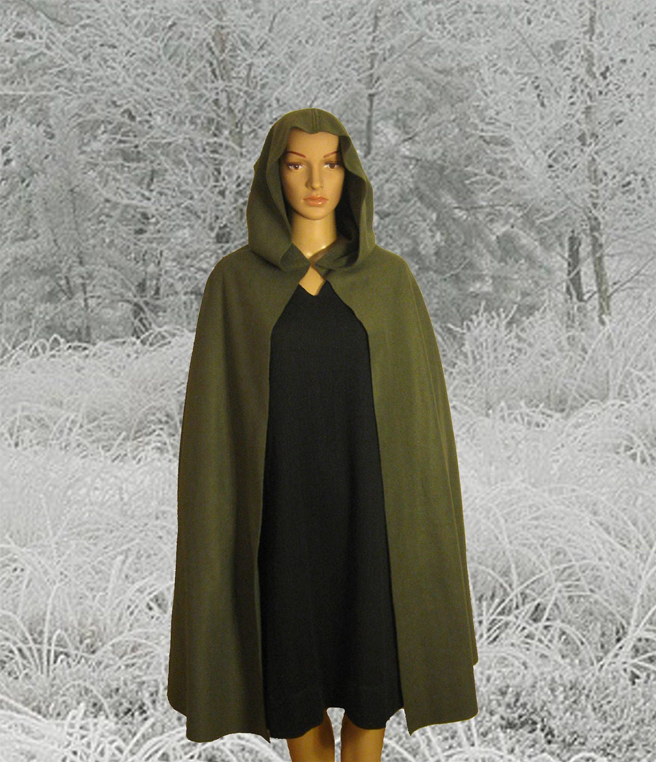Cape met capuchon deluxe fluweel zwart en rood