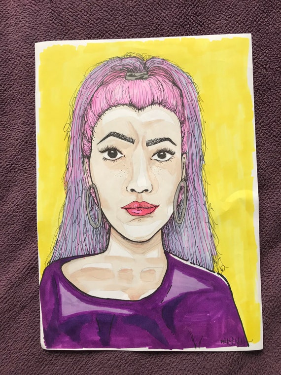 Permanent Marker Portrait Etsy