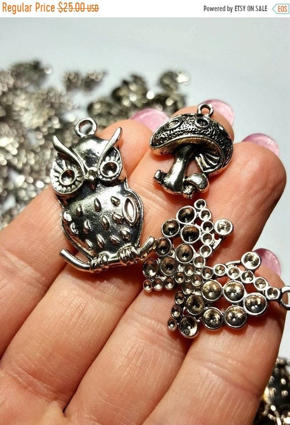 SALE Woodland Charms Lot 100Pcs Silver Charms Parcel Silver Etsy