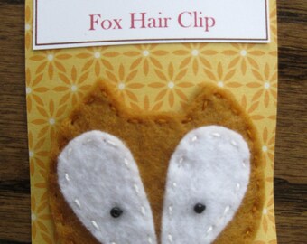 Ginger Felt Fox Hair Clip, Hair Accessories, Party Favor, Woodland