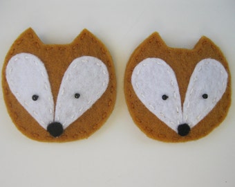 Ginger Felt Fox Hair Clip - Set of 2 -  Hair Accessories, Party Favor, Woodland