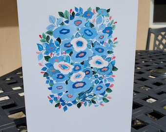 Blue Floral Watercolor Card: Personalized Greeting Card
