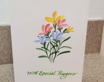 Original Watercolor Floral Greeting Card: Spiritual Theme, Personalized