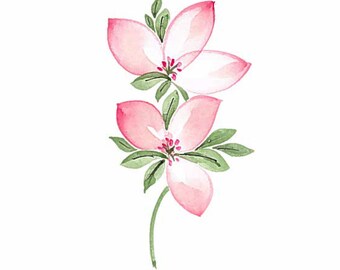 Original watercolor greeting card. Delicate pink flowers. Can have any greeting added.