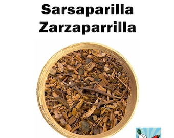 Raiz seca de salsaparrilha, chá de folhas soltas de zarzaparrilha: 2 oz, 4 oz e 1 libra.
