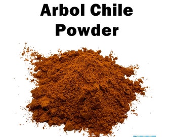 Dried Arbol Chili Pepper Powder (Chile de Arbol). 4 oz, 1 lb, 2 lbs, 5 lbs, and 10 lbs.