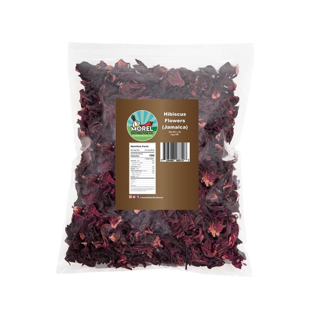 Ole Rico Dried Hibiscus Flowers 4 oz, Great For Hibiscus Tea, Jamaica Tea -  100% Natural Hibiscus Flowers, Cut and Sifted - Packaged In Resealable Bag  4 Ounce (Pack of 1)