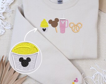 Mickey Magical Park Snacks Embroidered Adult Hoodies Crewnecks, Youth Sweatshirts, Full Chest w/ Sleeve Embroidery