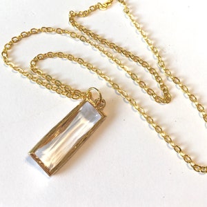 Necklace clear quartz Emerald cut pendant necklace 22&quot;