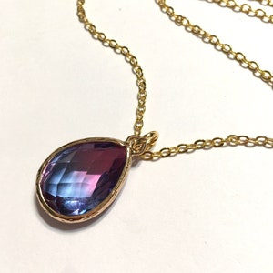 Necklace Alexandrite Hydroquartz faceted pear cut pendant necklace