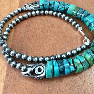 Turquoise Necklace with Raven Art four lengths available