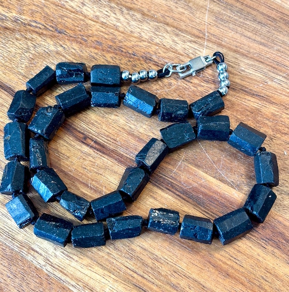 Necklace Raw Black Tourmaline nuggets