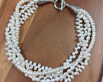 Real Fresh Water Pearls 4 strand necklace natural color 19-1/2"