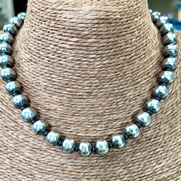 Navajo style 10mm Pearls Necklace 3 lengths available please read full description before purchase