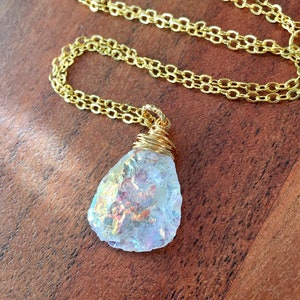 Petite Raw Angel Aura Quartz Necklace 18&quot; or any length you want