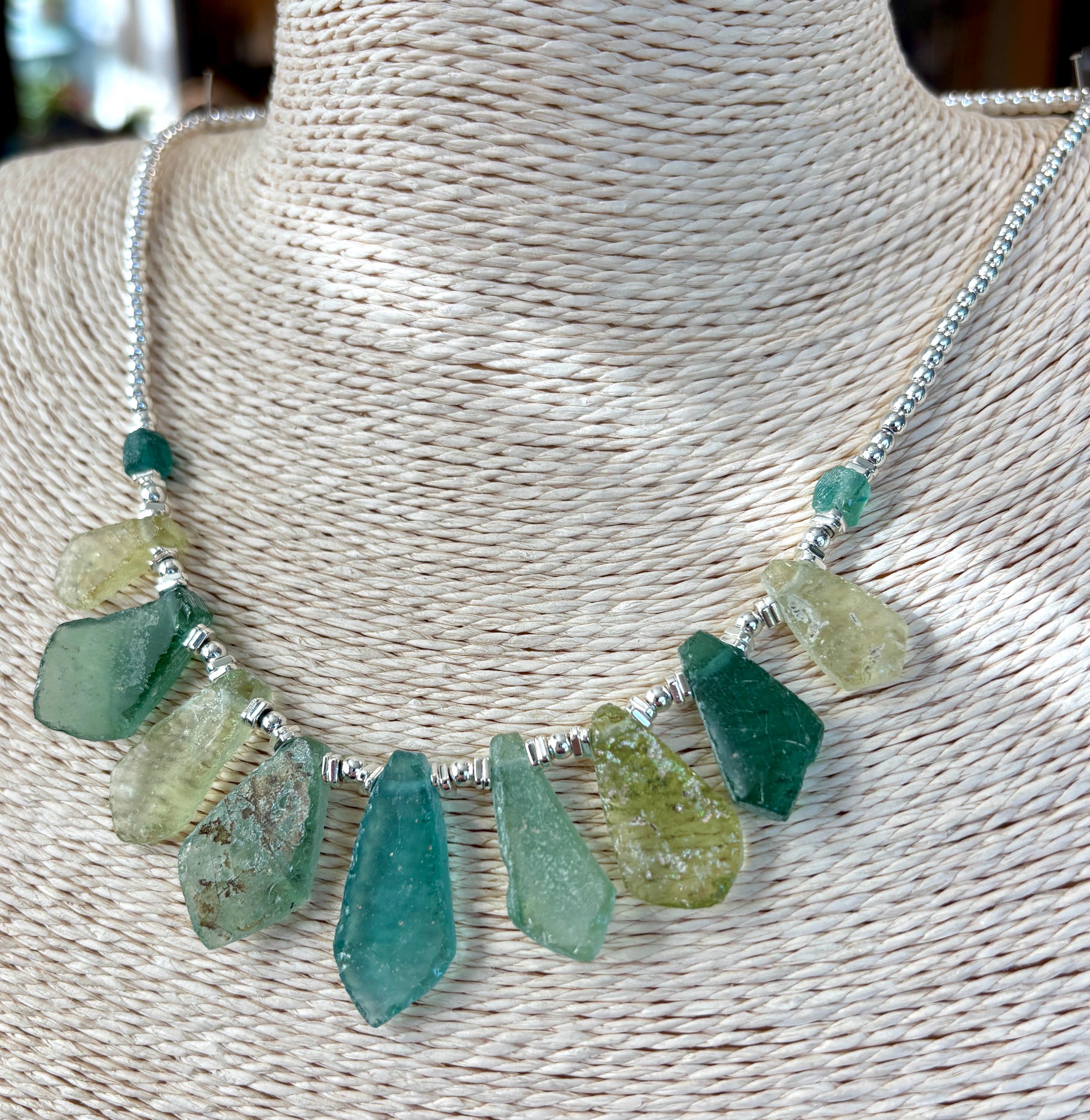 Ancient Roman Glass Pendant necklace 18"