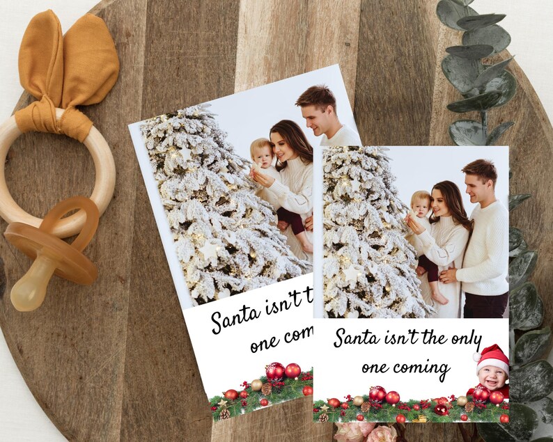 Christmas Baby Announcement Invitation Card, Holiday Birth Announcement