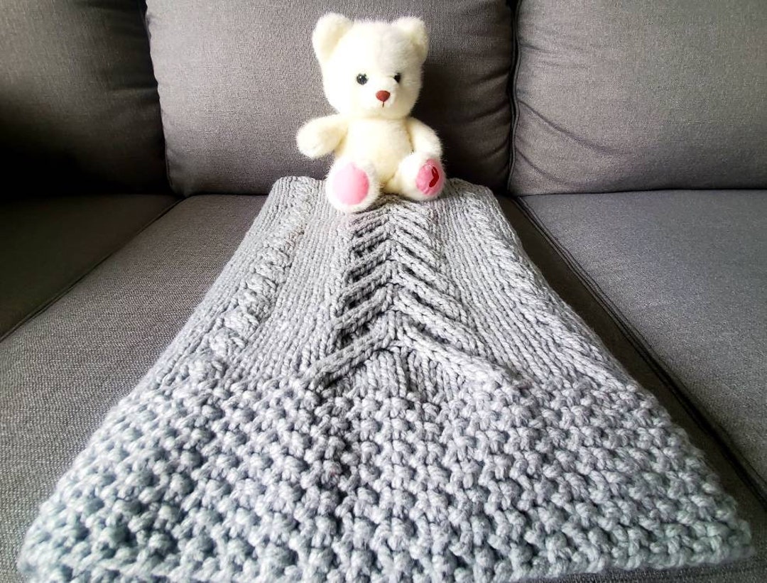 Gray Chunky Cable Knit Baby Blanket Etsy