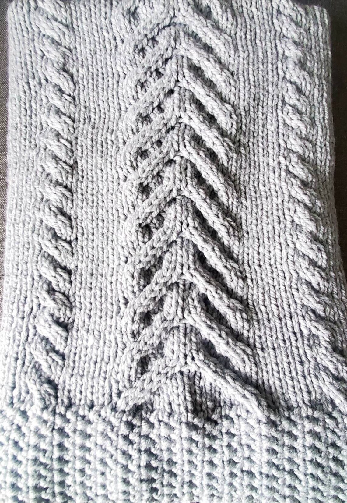 Gray Chunky Cable Knit Baby Blanket Etsy