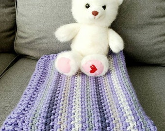 Purple and Gray Striped Baby Blanket