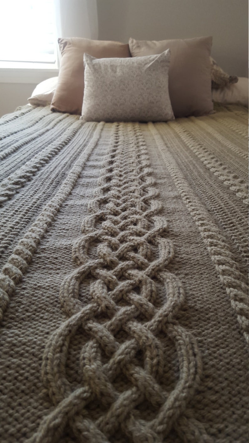 Extra Wide, Cable Knit Taupe Blanket Pattern Etsy