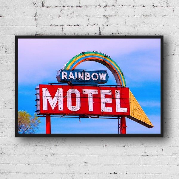 The Rainbow Motel Neon Sign in Chicago