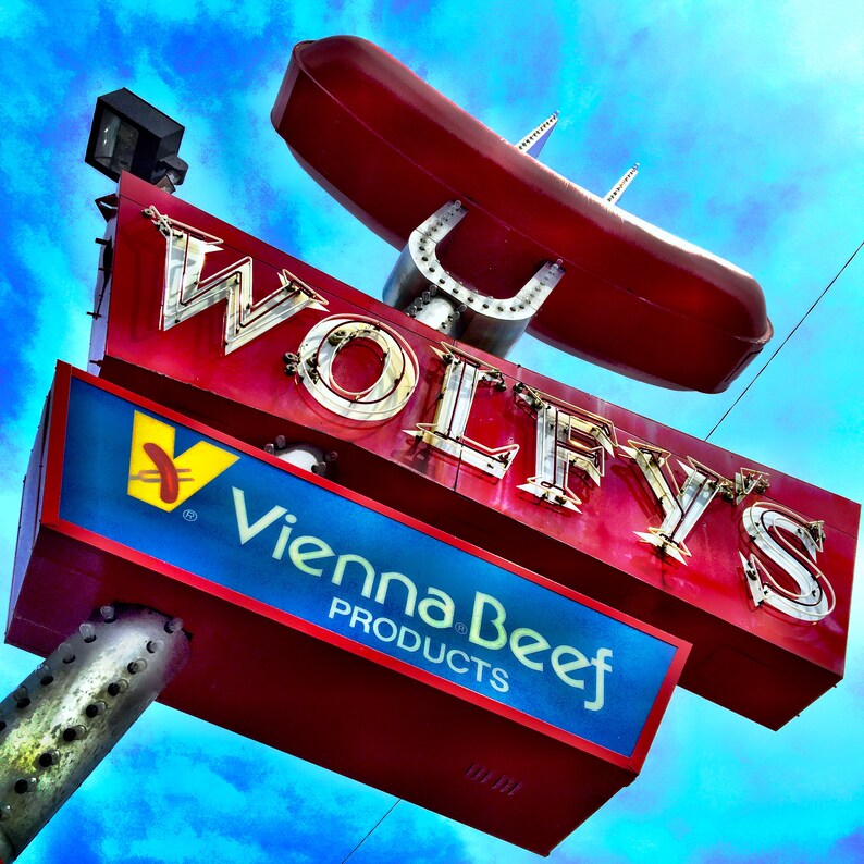 Wolfy Sign Chicago Hot Dog Wolfy's Neon Sign - Etsy