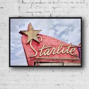 StarLite Drive In Marquee in Los Angeles California Vintage Photograph