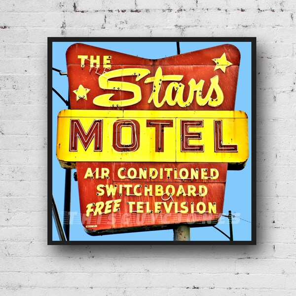 Stars Motel Neon Sign. Photographic Print of this now razed Chicago Beauty