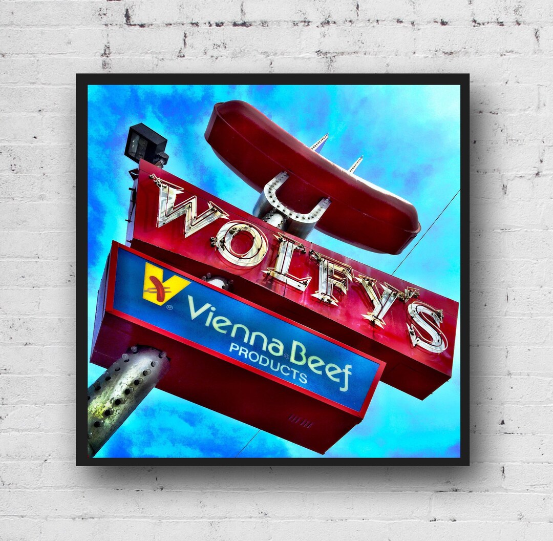 Wolfy Sign Chicago Hot Dog Wolfy's Neon Sign - Etsy